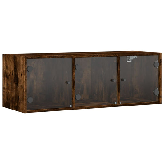 Wall Cabinet with Glass Doors Smoked Oak 102x37x35 cm Wall Cabinet with Glass Doors Smoked Oak 102x37x35 cm