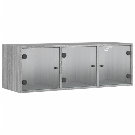 Wall Cabinet with Glass Doors Grey Sonoma 102x37x35 cm Wall Cabinet with Glass Doors Grey Sonoma 102x37x35 cm