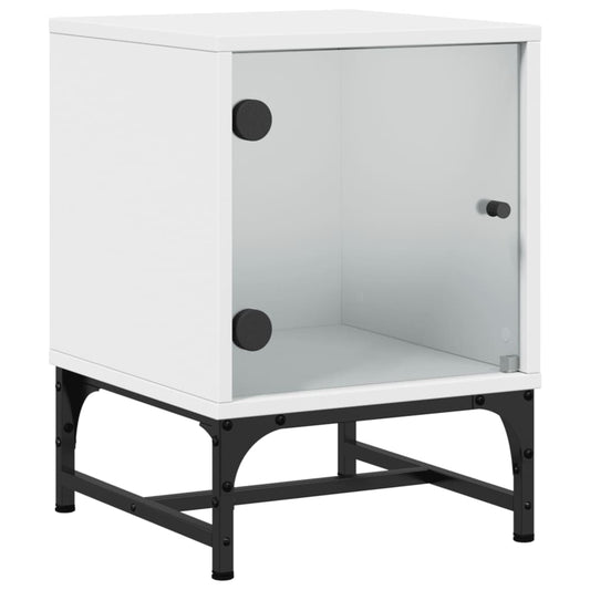 Bedside Cabinet with Glass Door White 35x37x50 cm Bedside Cabinet with Glass Door White 35x37x50 cm