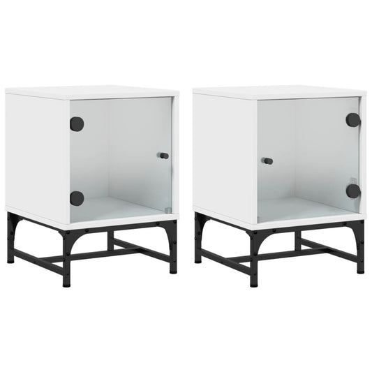 Bedside Cabinets with Glass Doors 2 pcs White 35x37x50 cm Bedside Cabinets with Glass Doors 2 pcs White 35x37x50 cm