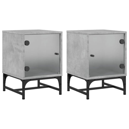 Bedside Cabinets with Glass Doors 2 pcs Concrete Grey 35x37x50 cm Bedside Cabinets with Glass Doors 2 pcs Concrete Grey 35x37x50 cm