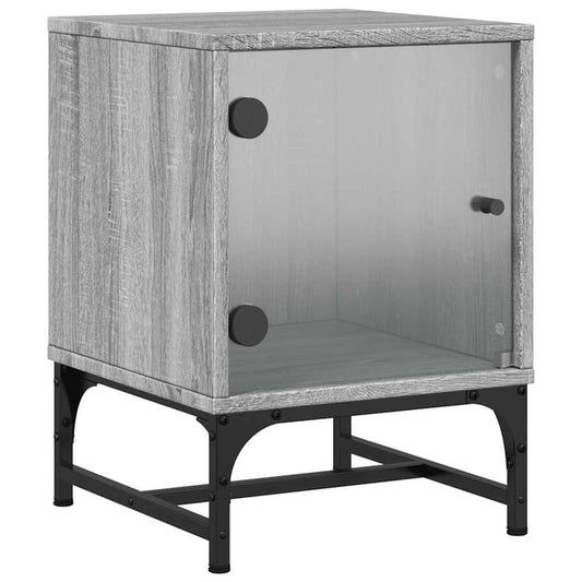 Bedside Cabinet with Glass Door Grey Sonoma 35x37x50 cm Bedside Cabinet with Glass Door Grey Sonoma 35x37x50 cm