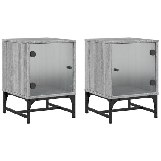 Bedside Cabinets with Glass Doors 2 pcs Grey Sonoma 35x37x50 cm Bedside Cabinets with Glass Doors 2 pcs Grey Sonoma 35x37x50 cm