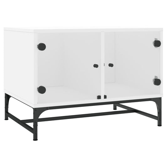 Coffee Table with Glass Doors White 68.5x50x50 cm Coffee Table with Glass Doors White 68.5x50x50 cm