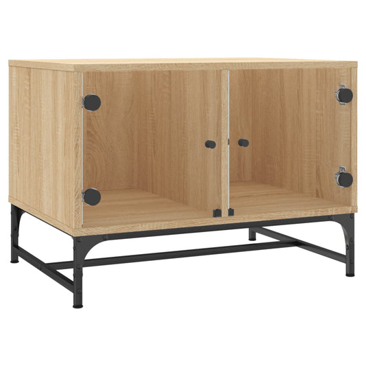 Coffee Table with Glass Doors Sonoma Oak 68.5x50x50 cm Coffee Table with Glass Doors Sonoma Oak 68.5x50x50 cm