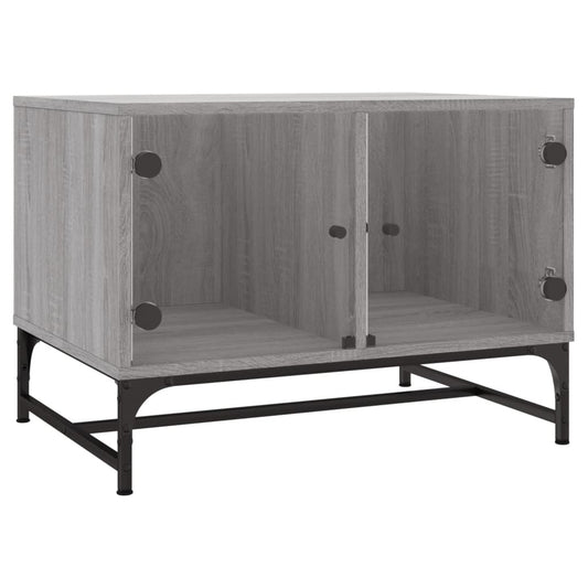 Coffee Table with Glass Doors Grey Sonoma 68.5x50x50 cm Coffee Table with Glass Doors Grey Sonoma 68.5x50x50 cm