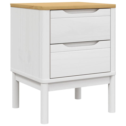 Bedside Cabinet "FLORO" White 45x39x57 cm Solid Wood Pine Bedside Cabinet "FLORO" White 45x39x57 cm Solid Wood Pine