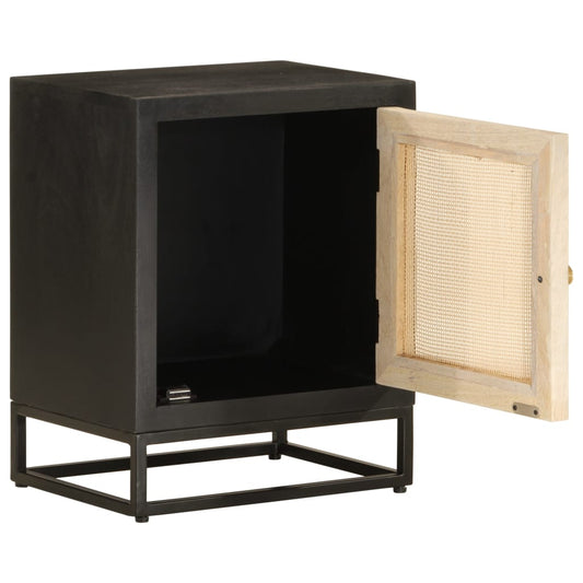 Bedside Cabinet Black 40x30x50 cm Solid Wood Mango and Iron Bedside Cabinet Black 40x30x50 cm Solid Wood Mango and Iron