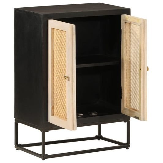 Sideboard Black 55x30x76 cm Solid Wood Mango and Iron Sideboard Black 55x30x76 cm Solid Wood Mango and Iron