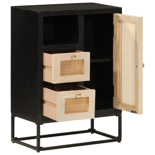Sideboard Black 55x30x76 cm Solid Wood Mango and Iron Sideboard Black 55x30x76 cm Solid Wood Mango and Iron