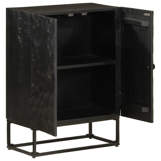 Sideboard Black 55x30x76 cm Solid Wood Mango and Iron Sideboard Black 55x30x76 cm Solid Wood Mango and Iron