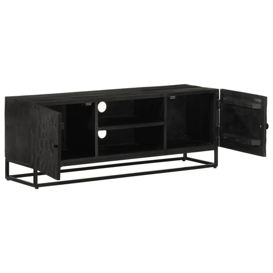 TV Cabinet Black 110x30x40 cm Solid Wood Mango and Iron TV Cabinet Black 110x30x40 cm Solid Wood Mango and Iron