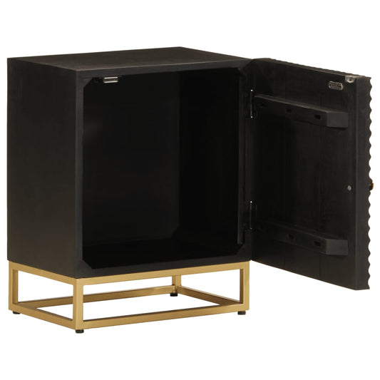 Bedside Cabinet Black 40x30x50 cm Solid Wood Mango and Iron Bedside Cabinet Black 40x30x50 cm Solid Wood Mango and Iron