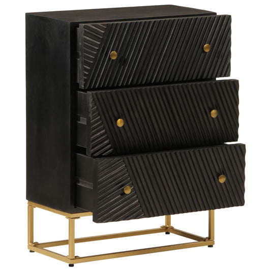 Chest of Drawers Black 55x30x76 cm Solid Wood Mango and Iron Chest of Drawers Black 55x30x76 cm Solid Wood Mango and Iron