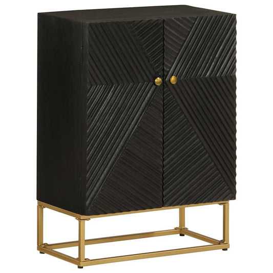 Sideboard Black 55x30x76 cm Solid Wood Mango and Iron Sideboard Black 55x30x76 cm Solid Wood Mango and Iron