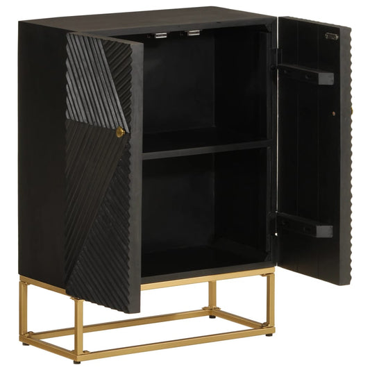 Sideboard Black 55x30x76 cm Solid Wood Mango and Iron Sideboard Black 55x30x76 cm Solid Wood Mango and Iron