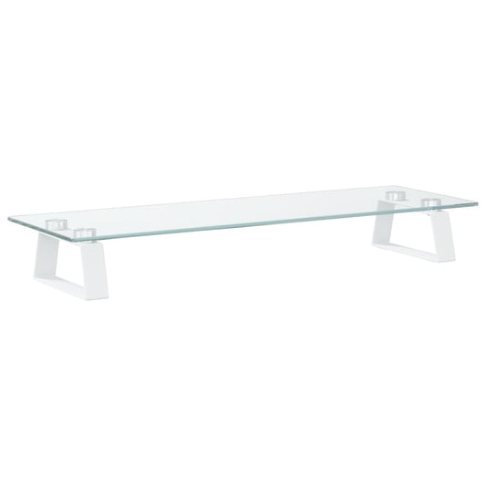 Monitor Stand White 60x20x8 cm Tempered Glass and Metal Monitor Stand White 60x20x8 cm Tempered Glass and Metal