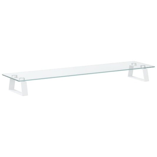 Monitor Stand White 80x20x8 cm Tempered Glass and Metal Monitor Stand White 80x20x8 cm Tempered Glass and Metal