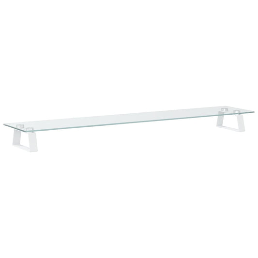 Monitor Stand White 100x20x8 cm Tempered Glass and Metal Monitor Stand White 100x20x8 cm Tempered Glass and Metal