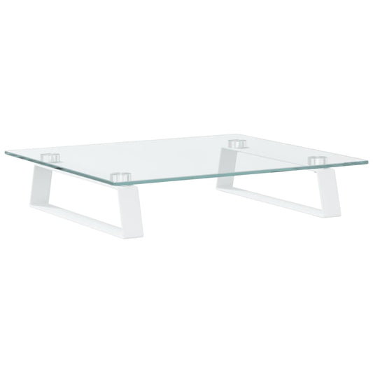 Monitor Stand White 40x35x8 cm Tempered Glass and Metal Monitor Stand White 40x35x8 cm Tempered Glass and Metal