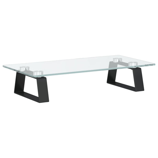 Monitor Stand Black 40x20x8 cm Tempered Glass and Metal Monitor Stand Black 40x20x8 cm Tempered Glass and Metal
