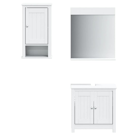 3 Piece Bathroom Furniture Set BERG White Solid Wood Pine 3 Piece Bathroom Furniture Set BERG White Solid Wood Pine