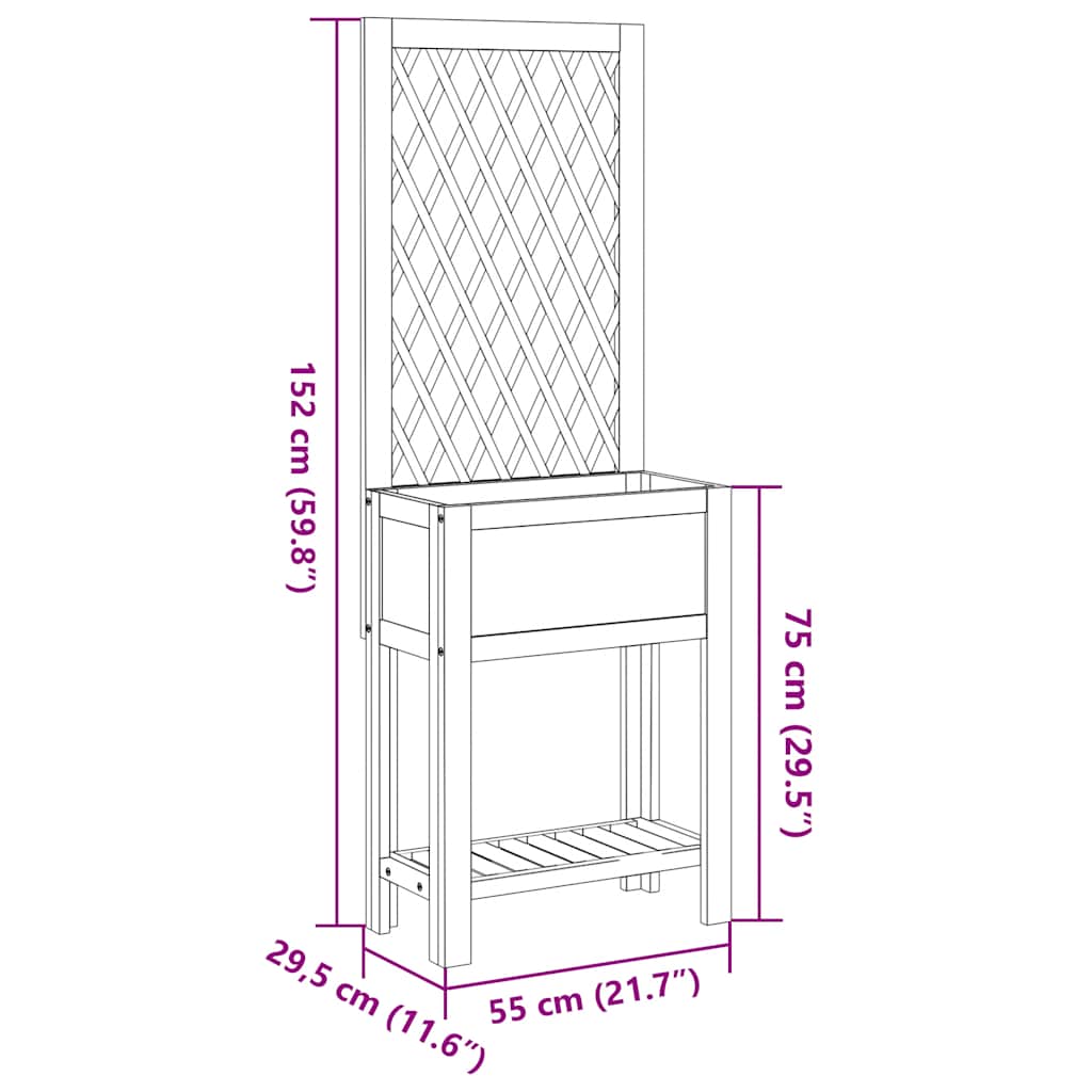 Planter with Trellis and Shelf 55x29.5x152 cm Solid Wood Acacia