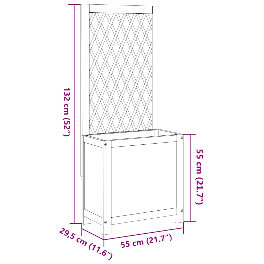 Planter with Trellis 55x29,5x132 cm Solid Wood Acacia