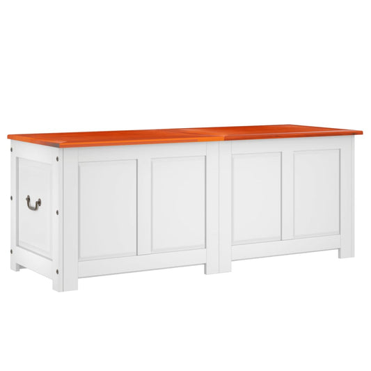 Storage Chest with Lid Brown and White Solid Wood Acacia Storage Chest with Lid Brown and White Solid Wood Acacia