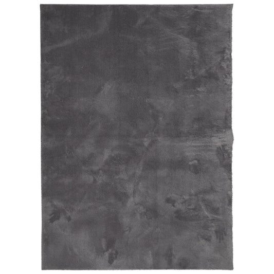 Rug HUARTE Short Pile Soft and Washable Anthracite 140x200 cm Rug HUARTE Short Pile Soft and Washable Anthracite 140x200 cm