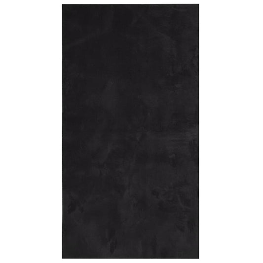 Rug HUARTE Short Pile Soft and Washable Black 80x150 cm Rug HUARTE Short Pile Soft and Washable Black 80x150 cm