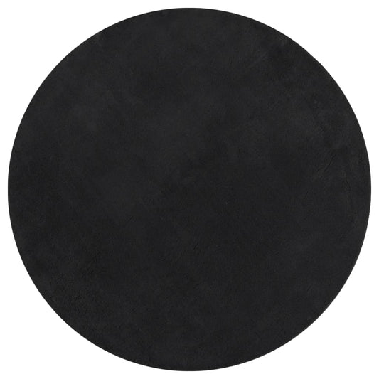 Rug HUARTE Short Pile Soft and Washable Black Ø 120 cm Rug HUARTE Short Pile Soft and Washable Black Ø 120 cm
