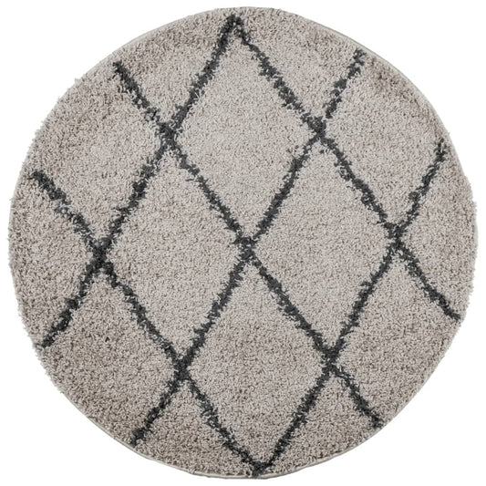 Shaggy Rug PAMPLONA High Pile Modern Beige and Anthracite Ø 80 cm Shaggy Rug PAMPLONA High Pile Modern Beige and Anthracite Ø 80 cm