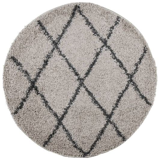Shaggy Rug PAMPLONA High Pile Modern Beige and Anthracite Ø 120 cm Shaggy Rug PAMPLONA High Pile Modern Beige and Anthracite Ø 120 cm