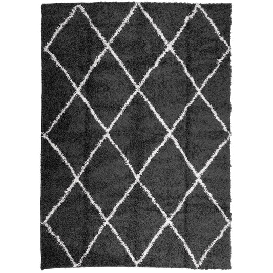Shaggy Rug PAMPLONA High Pile Modern Black and Cream 240x340 cm Shaggy Rug PAMPLONA High Pile Modern Black and Cream 240x340 cm
