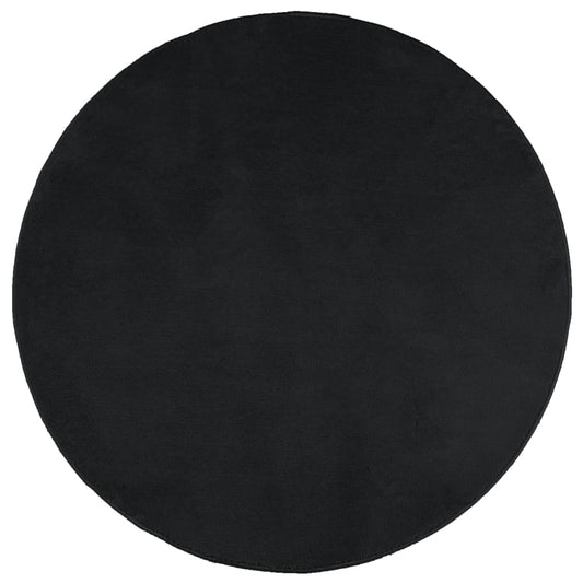 Rug OVIEDO Short Pile Black Ø 120 cm Rug OVIEDO Short Pile Black Ø 120 cm