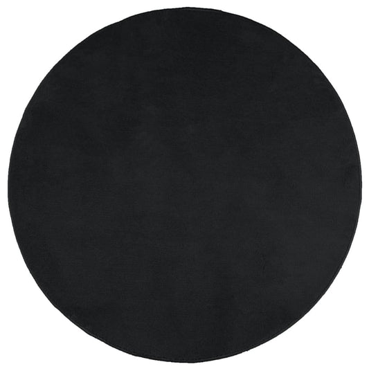 Rug OVIEDO Short Pile Black Ø 200 cm Rug OVIEDO Short Pile Black Ø 200 cm