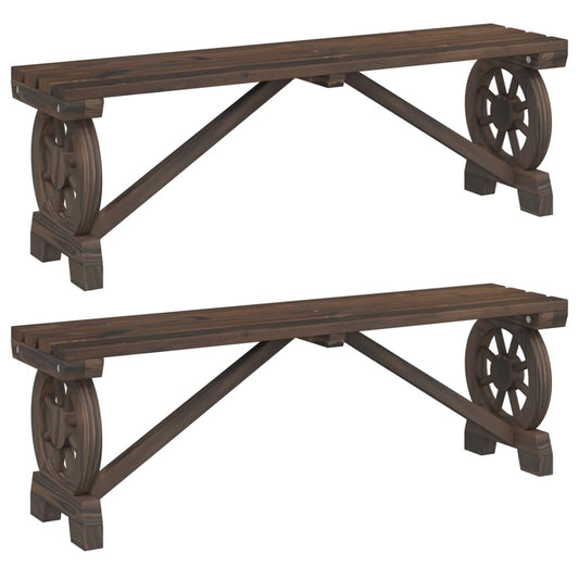 Garden Benches 2 pcs Solid Wood Fir Garden Benches 2 pcs Solid Wood Fir