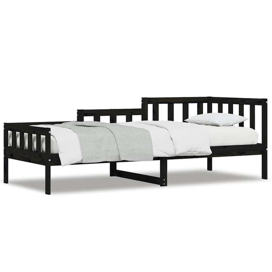 Day Bed without Mattress Black 80x200 cm Solid Wood Pine Day Bed without Mattress Black 80x200 cm Solid Wood Pine