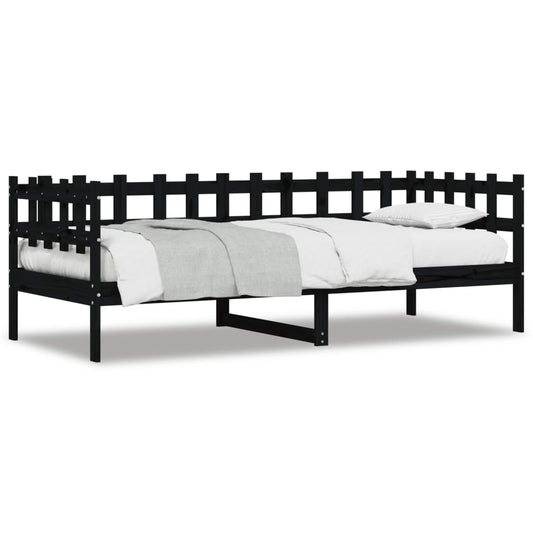 Day Bed without Mattress Black 80x200 cm Solid Wood Pine Day Bed without Mattress Black 80x200 cm Solid Wood Pine