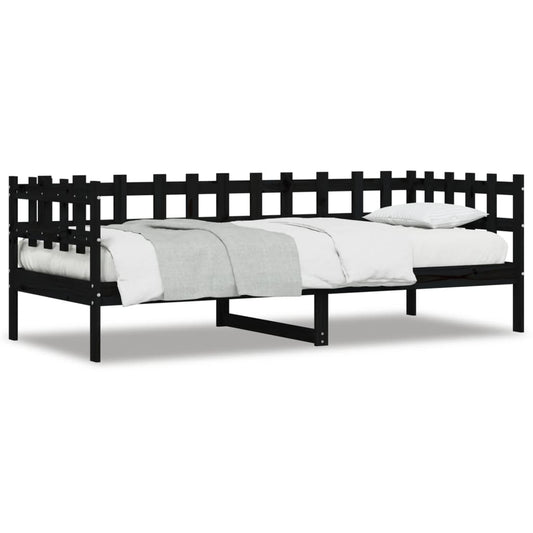 Day Bed without Mattress Black 90x190 cm Single Solid Wood Pine Day Bed without Mattress Black 90x190 cm Single Solid Wood Pine