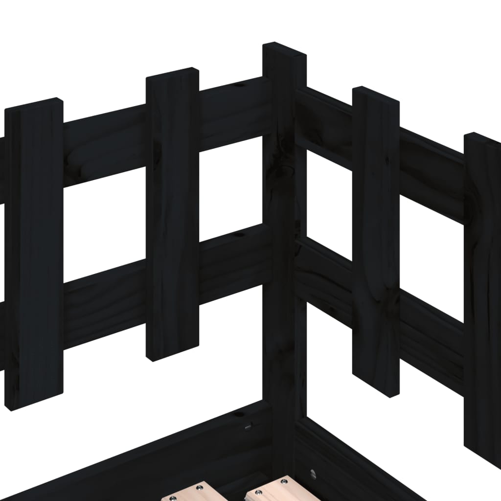 Pull-out Day Bed without Mattress Black 2x(90x200)cm Solid Wood