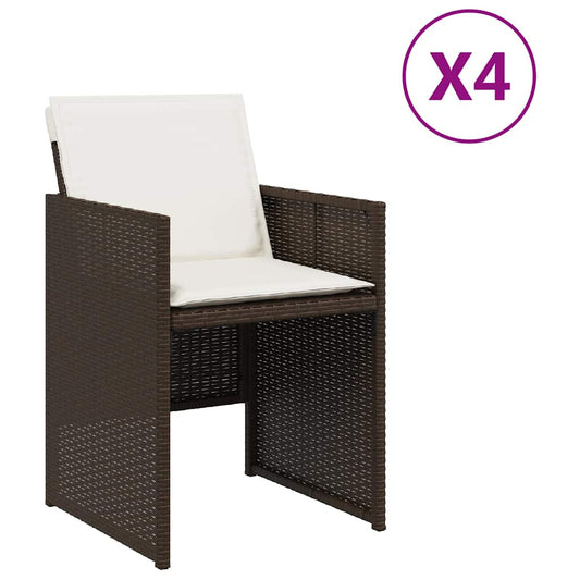 Garden Chairs with Cushions 4 pcs Brown Poly Rattan Garden Chairs with Cushions 4 pcs Brown Poly Rattan