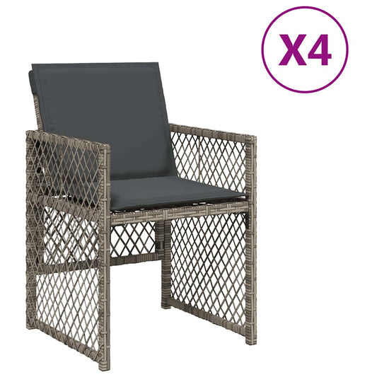 Garden Chairs with Cushions 4 pcs Grey Poly Rattan Garden Chairs with Cushions 4 pcs Grey Poly Rattan