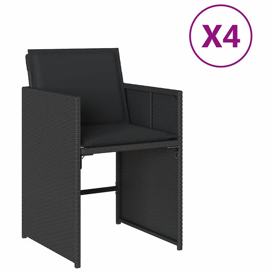 Garden Chairs with Cushions 4 pcs Black Poly Rattan Garden Chairs with Cushions 4 pcs Black Poly Rattan
