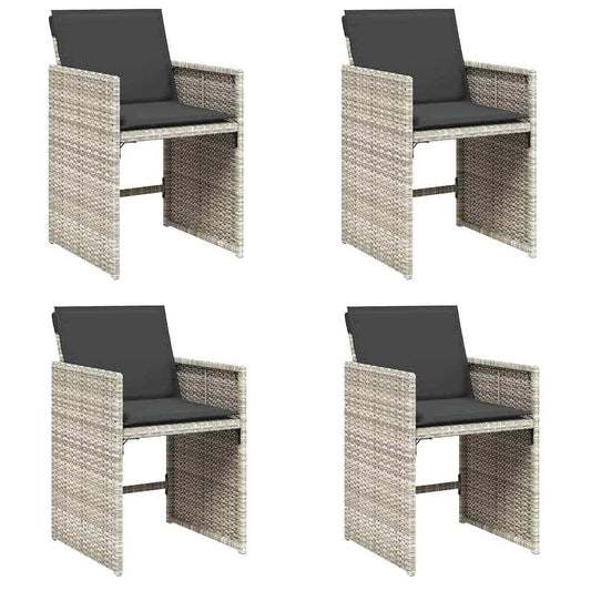 Garden Chairs with Cushions 4 pcs Light Grey Poly Rattan Garden Chairs with Cushions 4 pcs Light Grey Poly Rattan