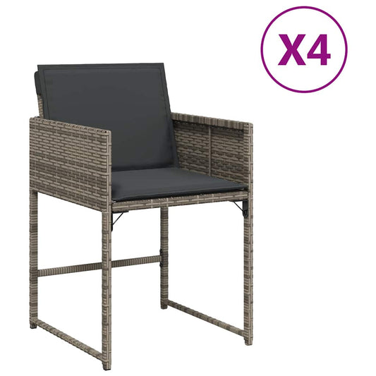 Garden Chairs with Cushions 4 pcs Grey Poly Rattan Garden Chairs with Cushions 4 pcs Grey Poly Rattan