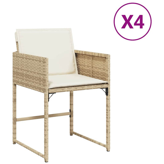 Garden Chairs with Cushions 4 pcs Beige Poly Rattan Garden Chairs with Cushions 4 pcs Beige Poly Rattan