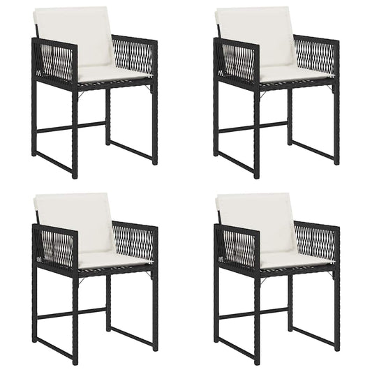 Garden Chairs with Cushions 4 pcs Black Poly Rattan Garden Chairs with Cushions 4 pcs Black Poly Rattan