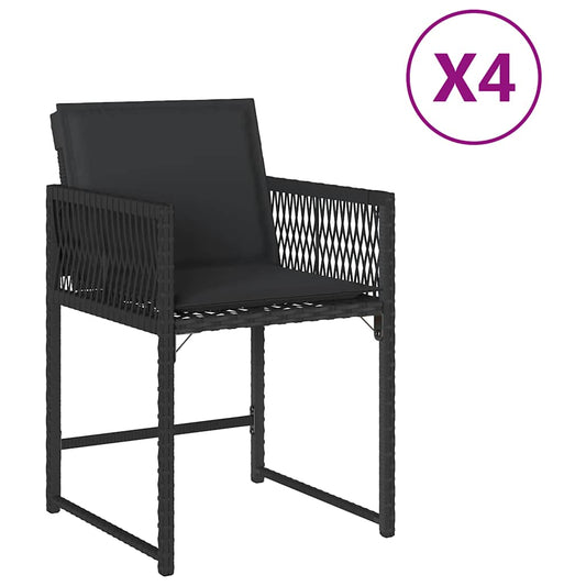 Garden Chairs with Cushions 4 pcs Black Poly Rattan Garden Chairs with Cushions 4 pcs Black Poly Rattan